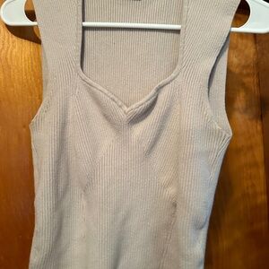 Abercrombie & Fitch Cream Sweetheart Neck Ribbed Tank Top, Size M